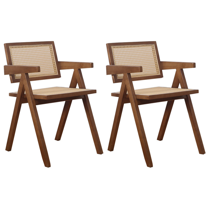Silla de comedor contemporánea con respaldo abierto de madera maciza con acabado mate