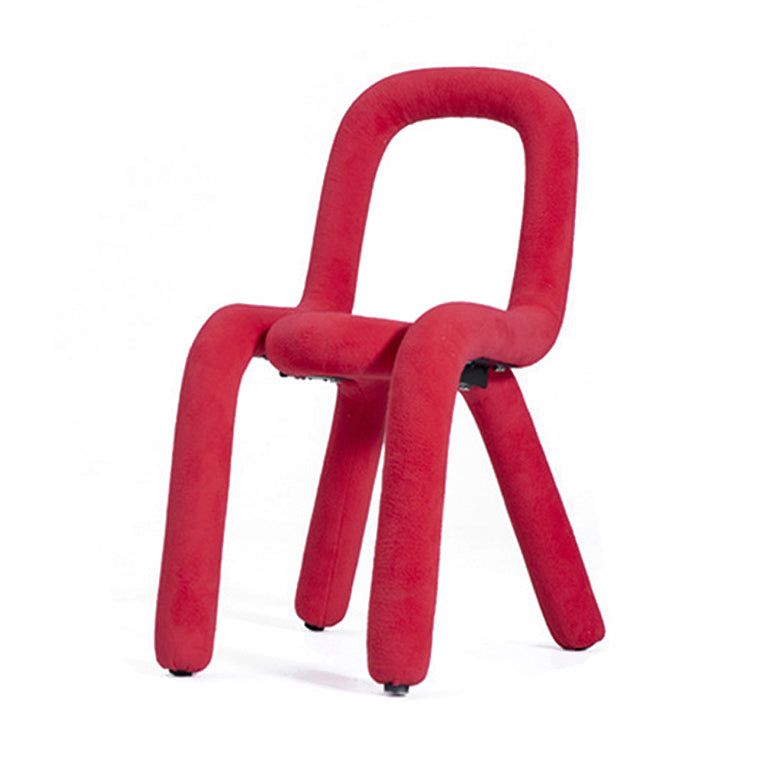 Silla lateral curvada de terciopelo de estilo diseñador, silla de comedor con respaldo abierto y acabado mate