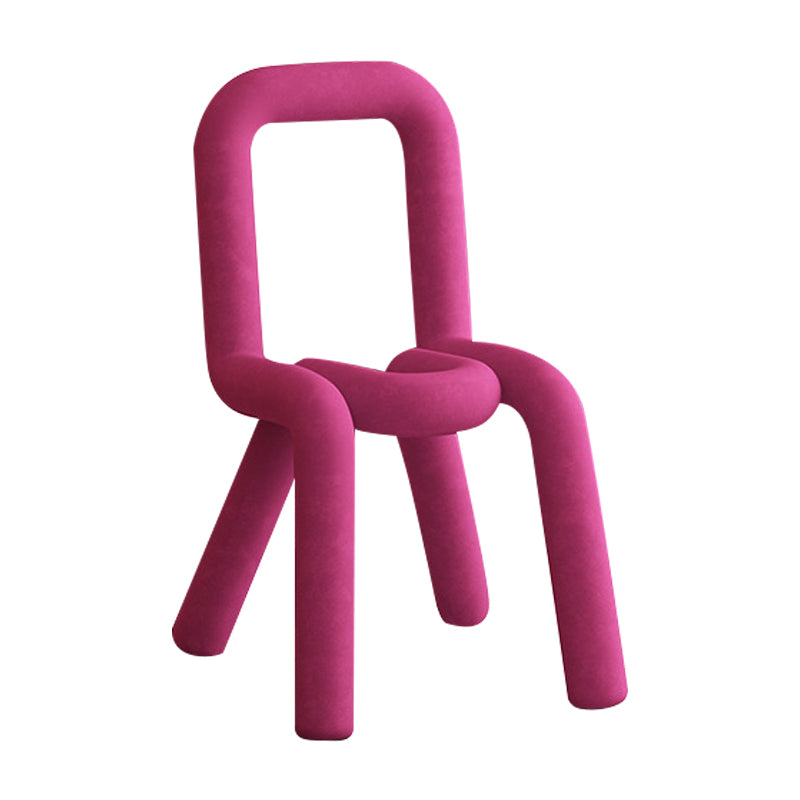 Designer Style Velvet Curved Side Chair Matte Finish Open Back Dining Chair