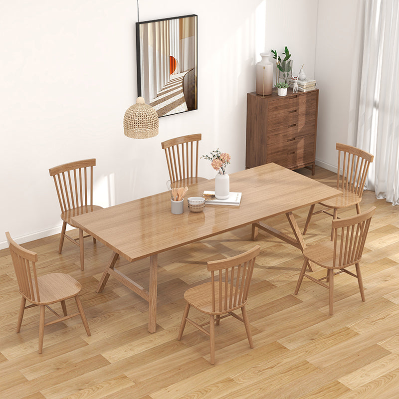 1/2/7 Pcs Pine Wood Modern Dining Room Set with Wooden Table and Chairs Dinette Set