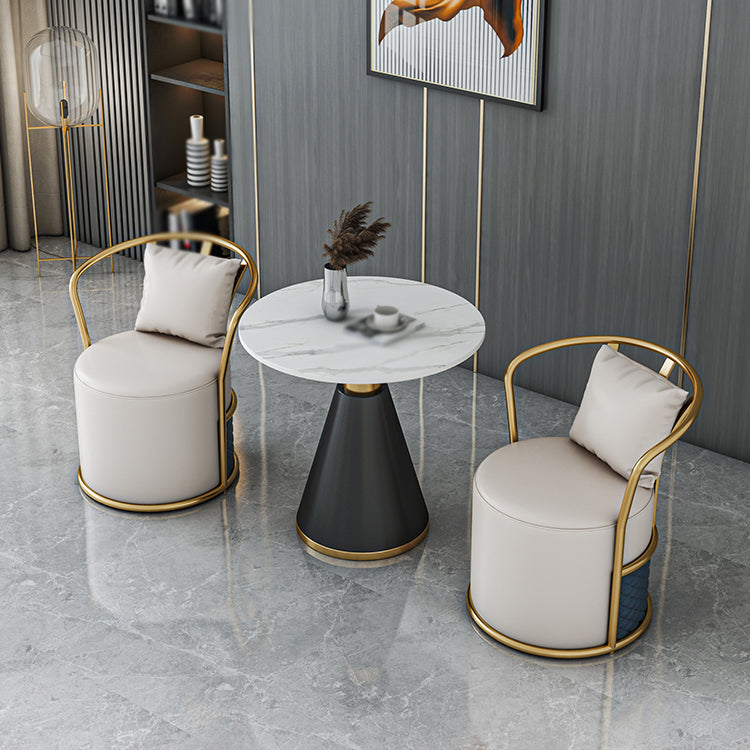 1/3/4 PCS Metal Modern Dining Room Ensemble avec table ronde et jeu de restauration de base de piédestal