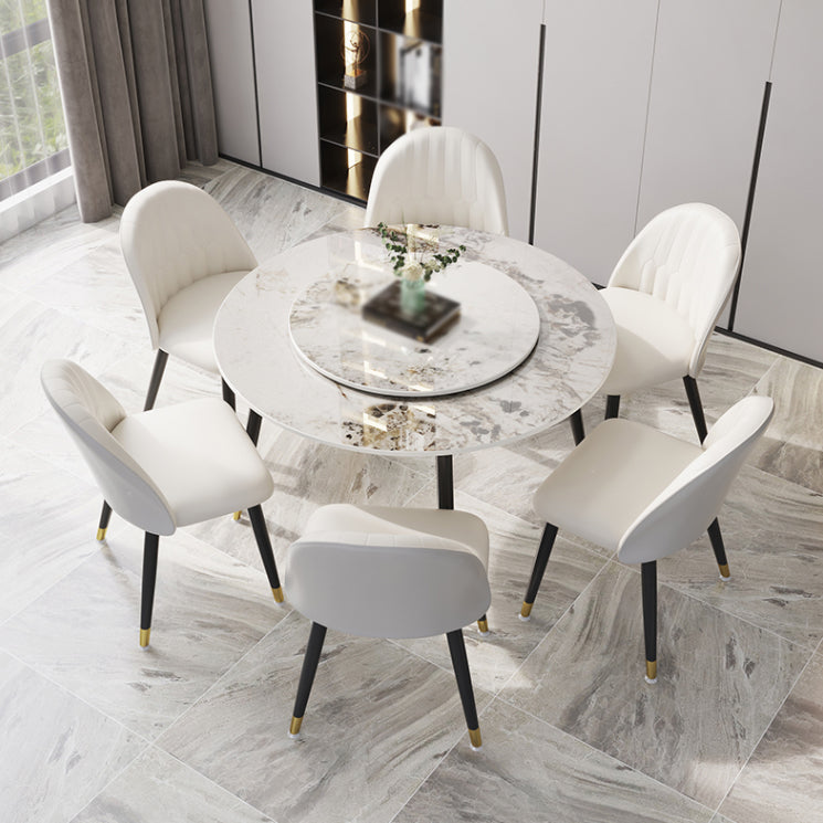 1/4/7 Pcs Metal Modern Dining Room Set with Round Table and Metal Legs Dining Set