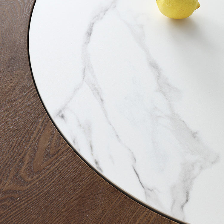 Pièces modernes 1/4/5/7 Pièces Dîner Table à manger en pierre fritté avec base en bois pour la maison