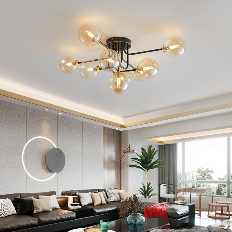 Glass Ball Shape Flush Ceiling Light Modern Style Multi Lights Flush Mount Lighting
