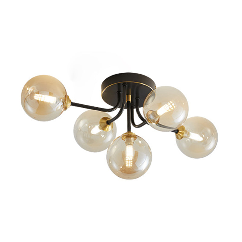 Glass Ball Shape Flush Ceiling Light Modern Style Multi Lights Flush Mount Lighting