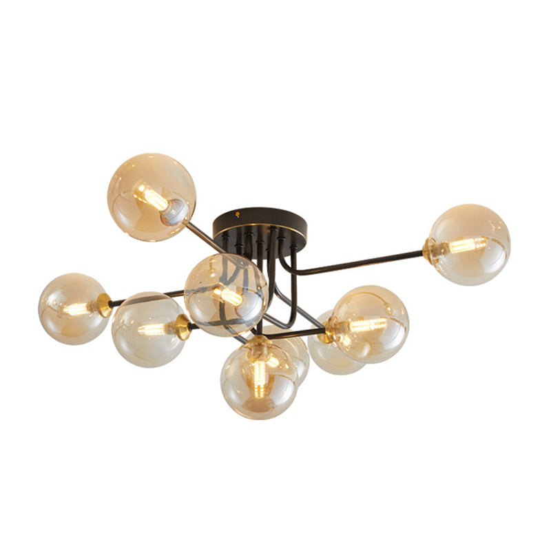 Glass Ball Shape Flush Ceiling Light Modern Style Multi Lights Flush Mount Lighting