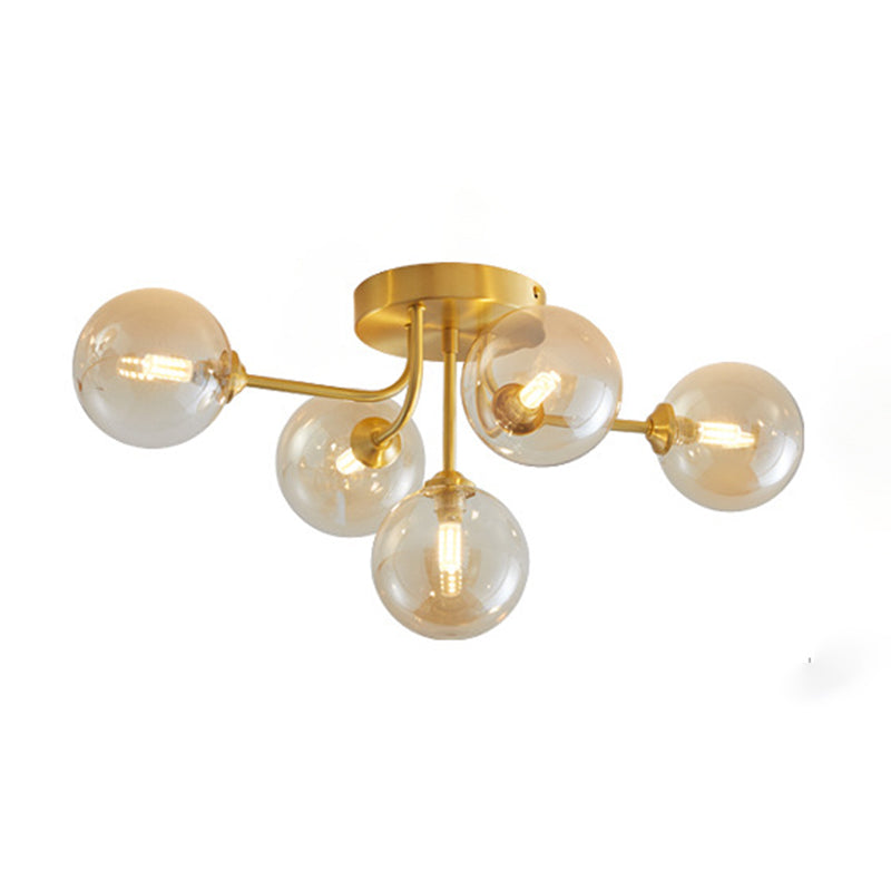 Glass Ball Shape Flush Ceiling Light Modern Style Multi Lights Flush Mount Lighting