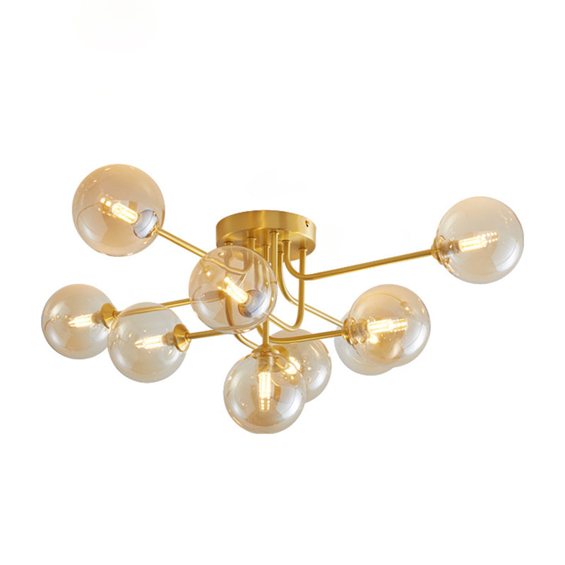 Glass Ball Shape Flush Ceiling Light Modern Style Multi Lights Flush Mount Lighting