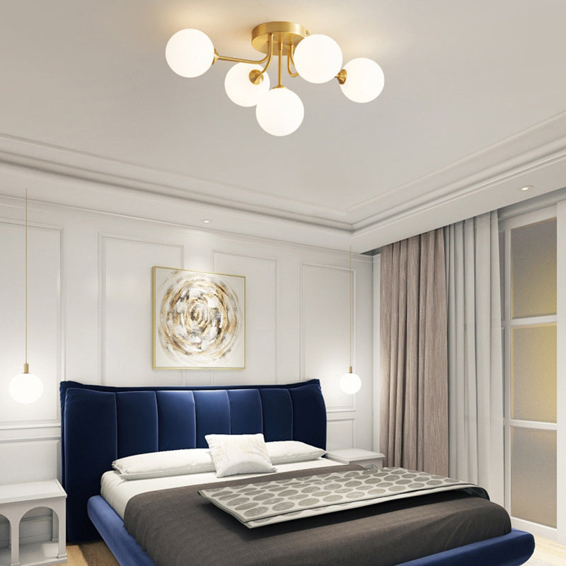 Glass Ball Shape Flush Ceiling Light Modern Style Multi Lights Flush Mount Lighting