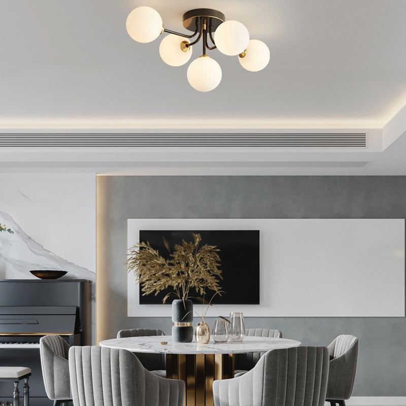 Glass Ball Shape Flush Ceiling Light Modern Style Multi Lights Flush Mount Lighting