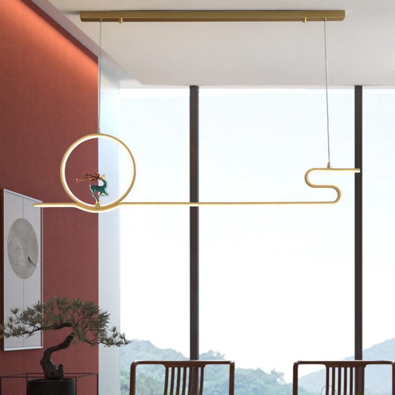 Contemporary Style Linear Shape Pendant Lights Metal 2-Light Pendant Lighting