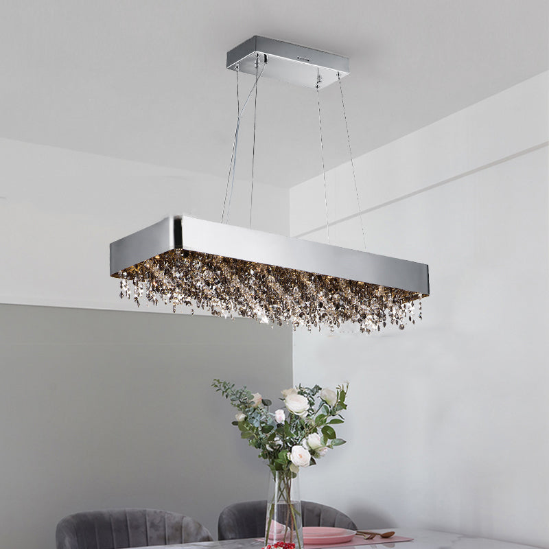 Contemporary Style Rectangle Island Lighting Ideas Crystal Island Lights