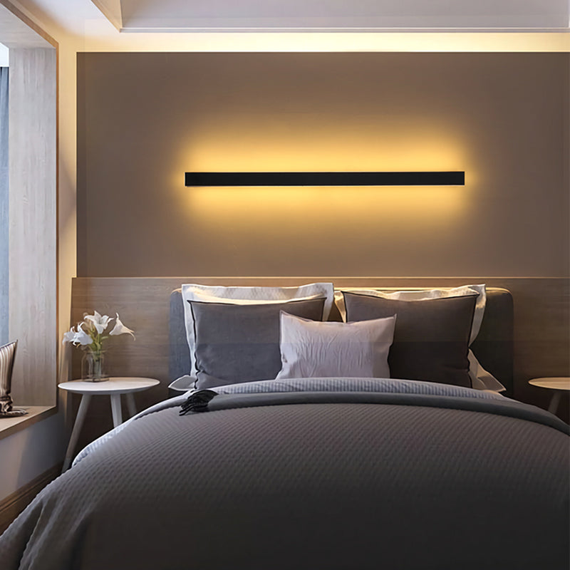 Forma lineare Fonce in metallo Sconce moderno 1 illuminazione a montaggio a parete leggera in nero