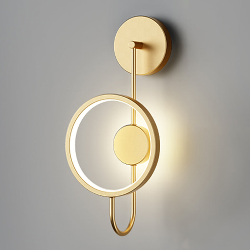 Round Shape Metal Wall Sconce Modern Style 1 Light Wall Mount Lighting