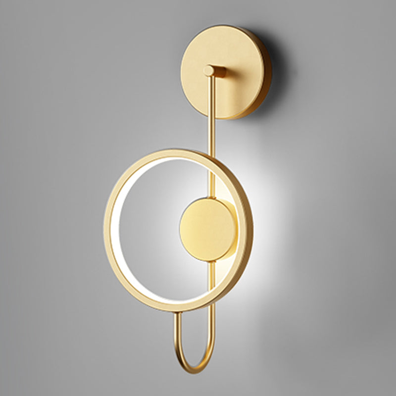 Round Shape Metal Wall Sconce Modern Style 1 Light Wall Mount Lighting