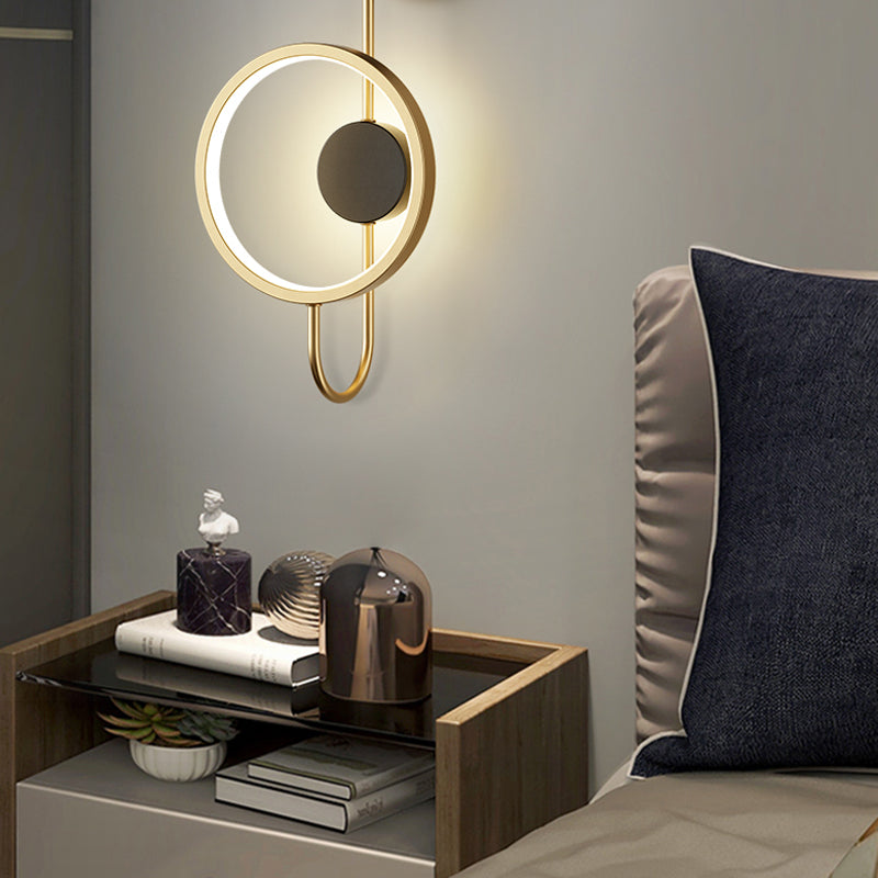 Round Shape Metal Wall Sconce Modern Style 1 Light Wall Mount Lighting