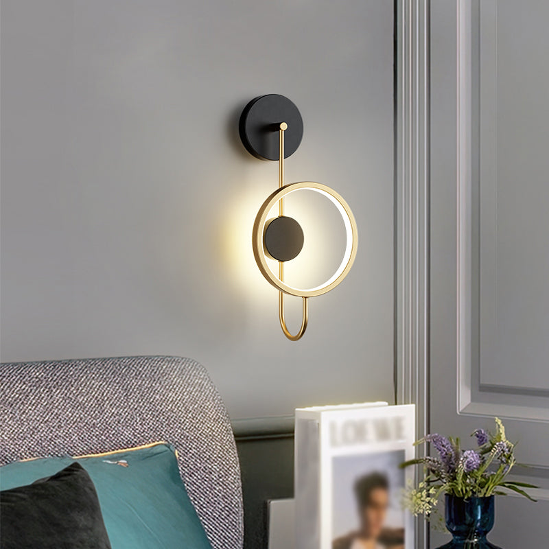 Round Shape Metal Wall Sconce Modern Style 1 Light Wall Mount Lighting
