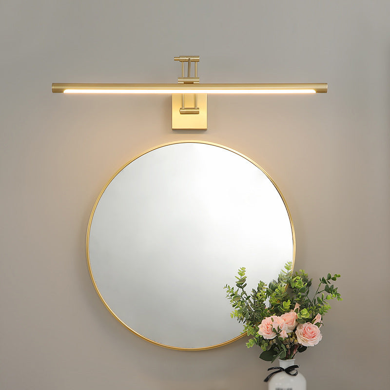 Metal Tube Vanity Wall Sconce Modern Style 1 Light Vanity Lighting Fixtures in Gold