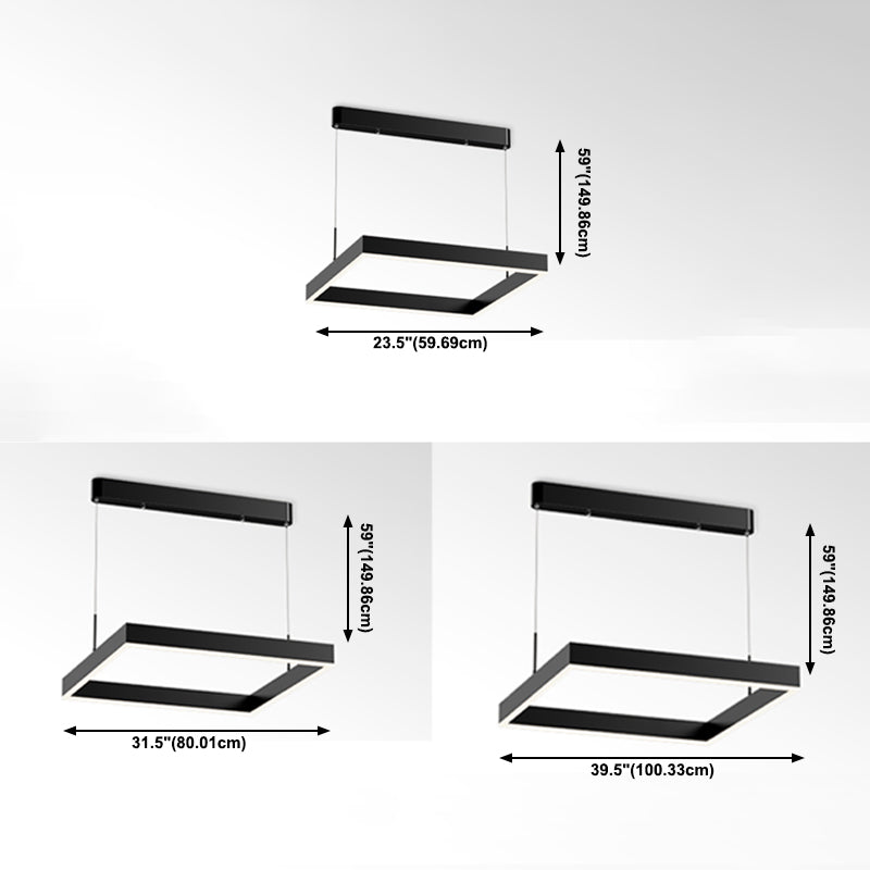 Multi Lights Square Pendant Chandelier Modern Style Metal Hanging Lamps