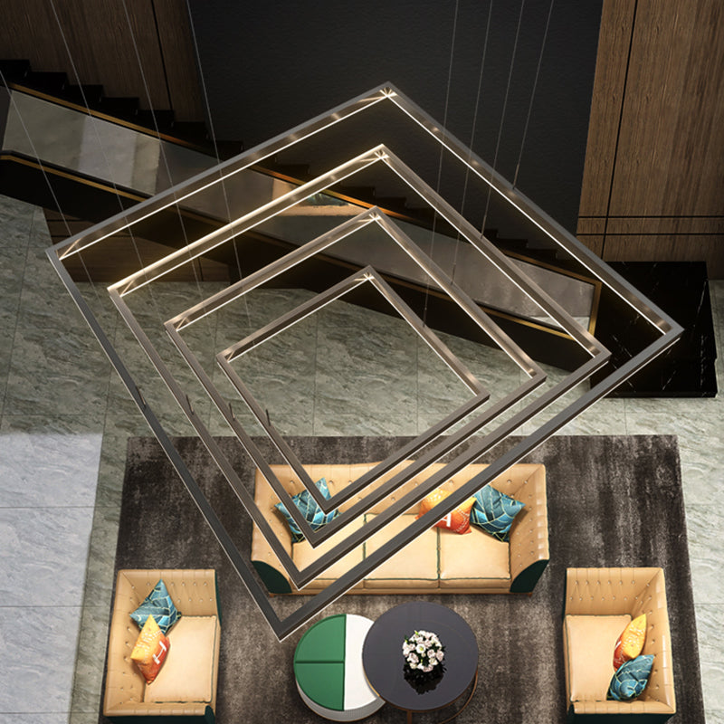 Multi Lights Square Pendant Chandelier Modern Style Metal Hanging Lamps