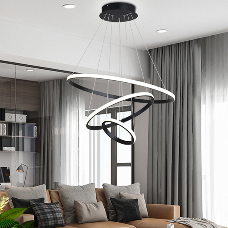 Lineare Metallleuchterleuchten moderner 3-Licht-Kronleuchter-Beleuchtungskörper in Schwarz