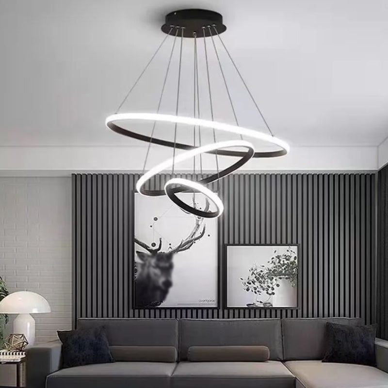 Lineare Metallleuchterleuchten moderner 3-Licht-Kronleuchter-Beleuchtungskörper in Schwarz