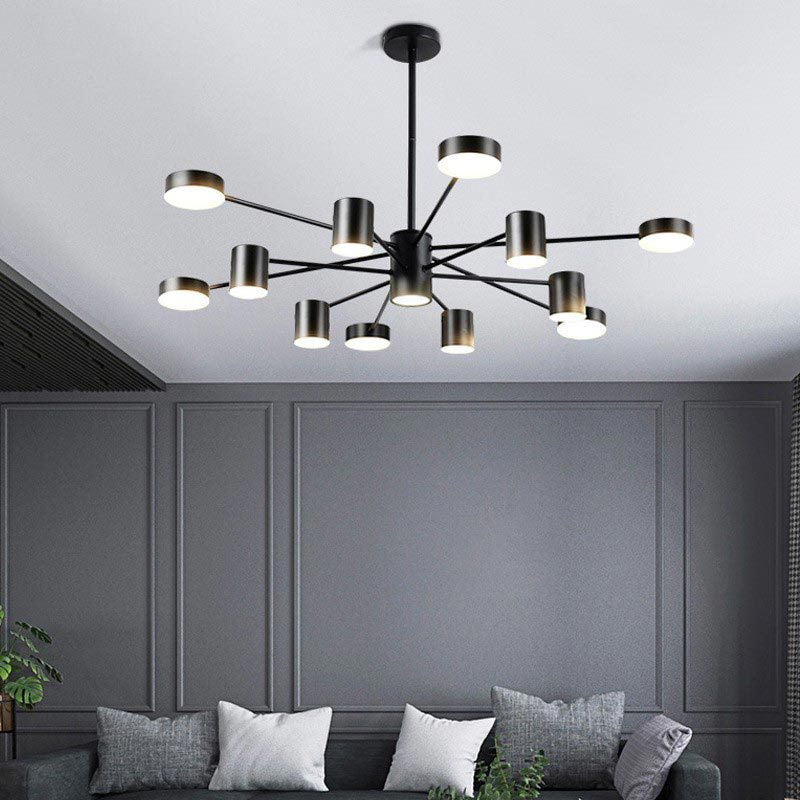 Multi Light Cylindrical Branch Hanging Lights Modern Style Metal Hanging Lighting in Black