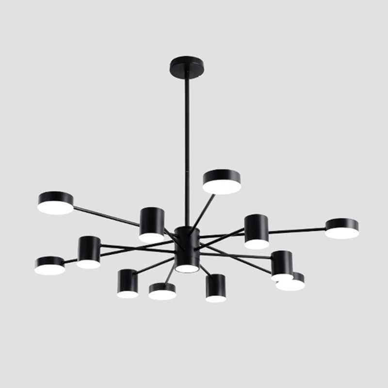 Multi Light Cylindrical Branch Hanging Lights Modern Style Metal Hanging Lighting in Black