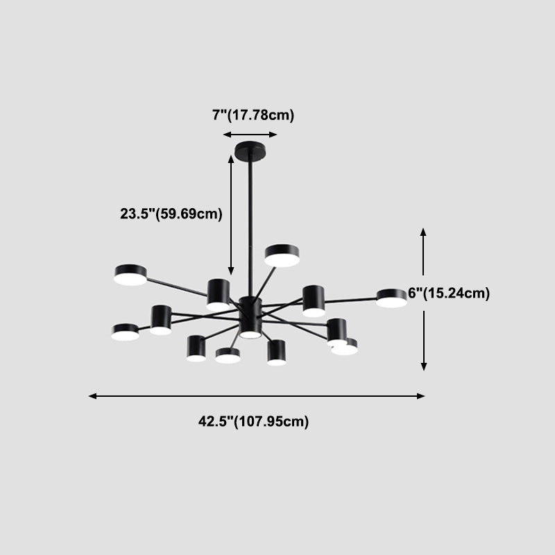 Multi Light Cylindrical Branch Hanging Lights Modern Style Metal Hanging Lighting in Black