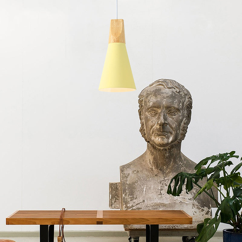 Cone Shape Hanging Lighting Modern Macaron Style Metal 1 Light Hanging Lamp for Restaurant