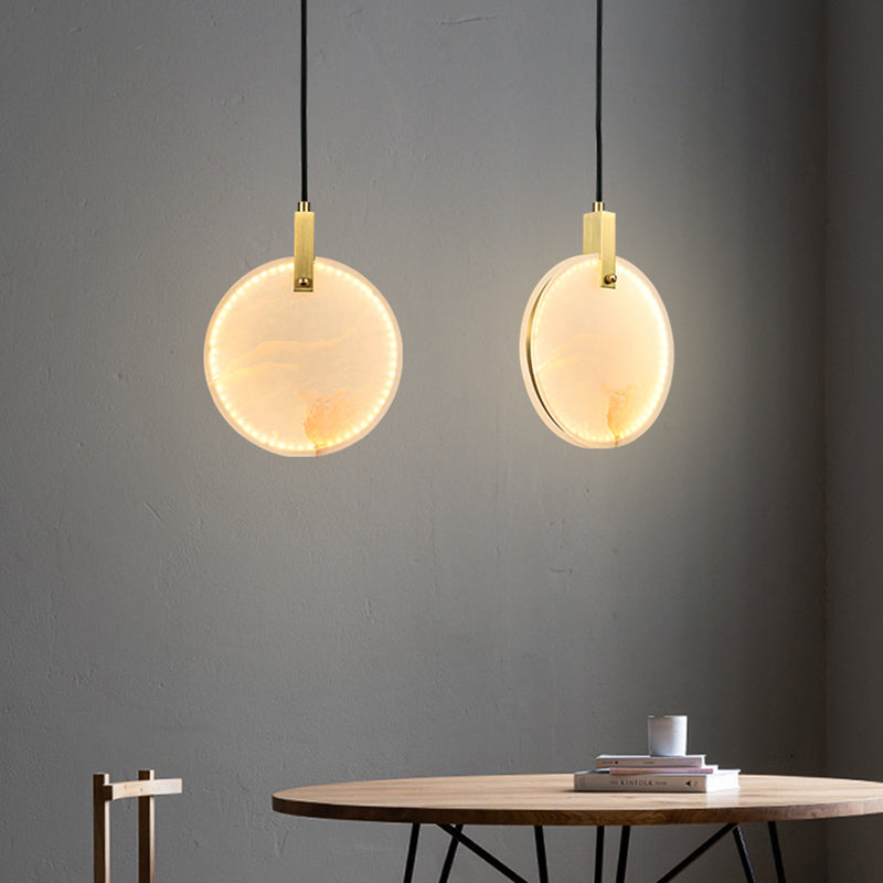 Marble Circular Shrow Lights Style moderne 1 Light Hanging Mount Fixture