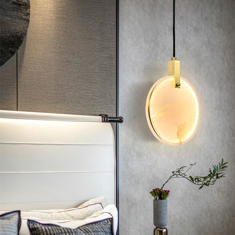 Marble Circular Shrow Lights Style moderne 1 Light Hanging Mount Fixture