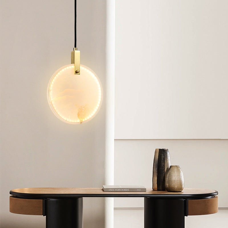 Marble Circular Shrow Lights Style moderne 1 Light Hanging Mount Fixture