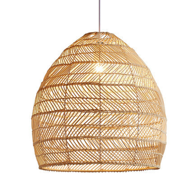 Japanse hangende lampkit 1-licht beige rattan omlaag verlichtingshanger voor studieruimte