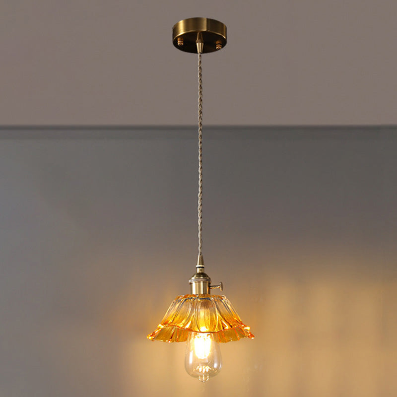 Pot Cover Shape Hanging Lighting Industrial Style Glass Hanging Lamp