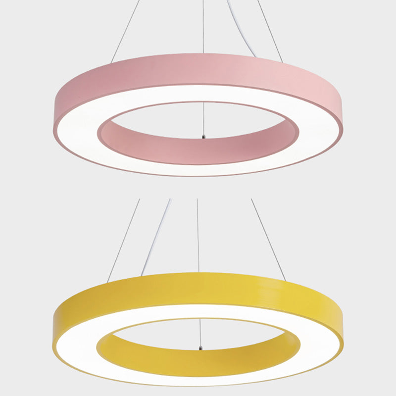 Forme de bague en métal La lumière suspendue style moderne 1-Light Hanging Mount Fixture pour la maternelle