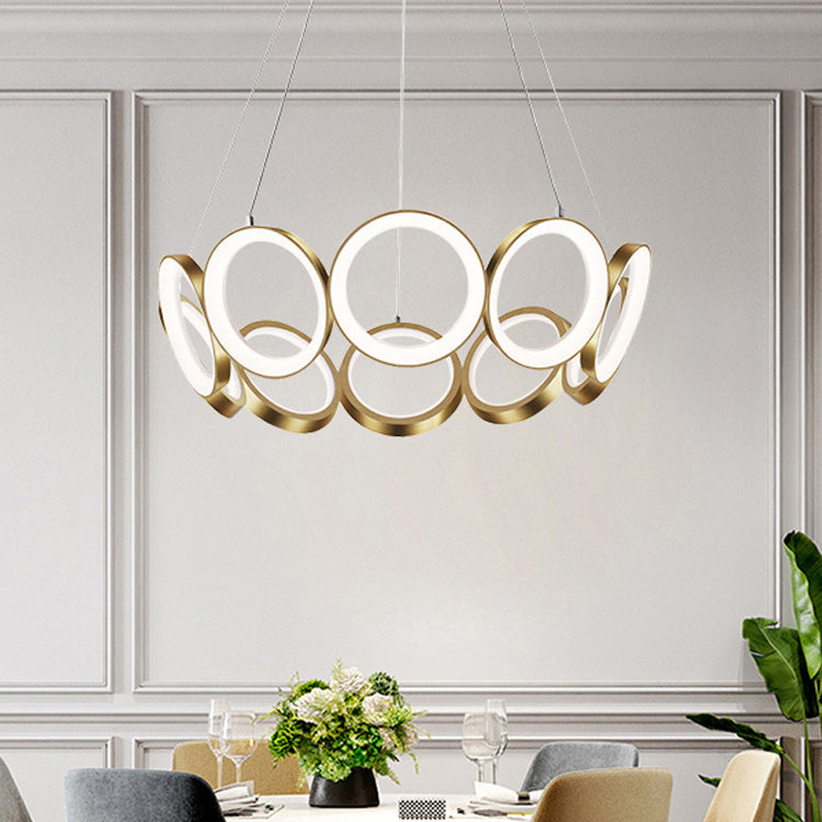 Circles Chandelier Lighting Fixture Modern LED Stainless Steel Hanging Chandelier Lamp