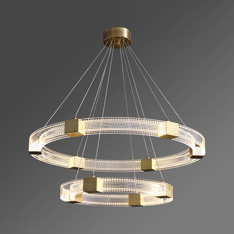 Simple Led Chandelier Light Fixtures Ring Shape Hanging Chandelier with Acrylic Shade
