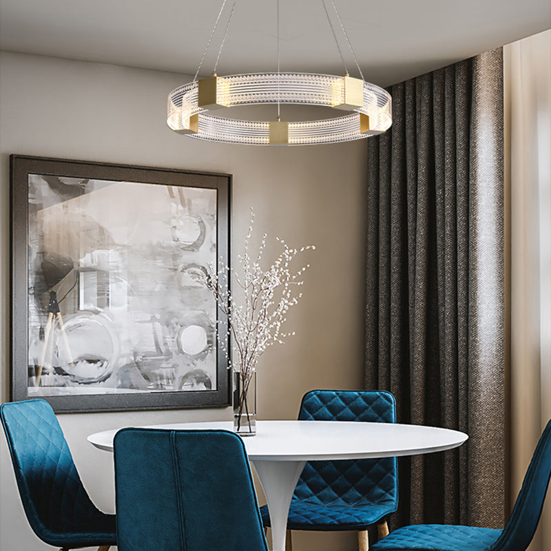 Simple Led Chandelier Light Fixtures Ring Shape Hanging Chandelier with Acrylic Shade