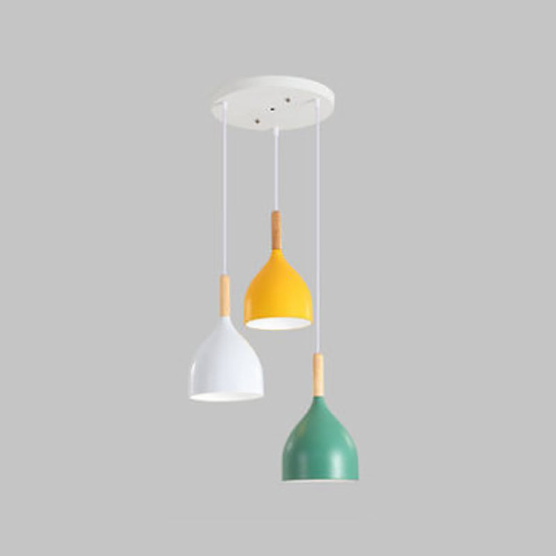 3 lumières salle à manger pendentif éclairage macaron métal metal de goutte de pluie en forme de lumière suspendue