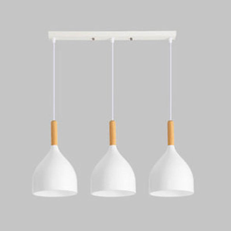 3 Lights Dining Room Pendant Lighting Macaron Metal Raindrop Shaped Multiple Hanging Light