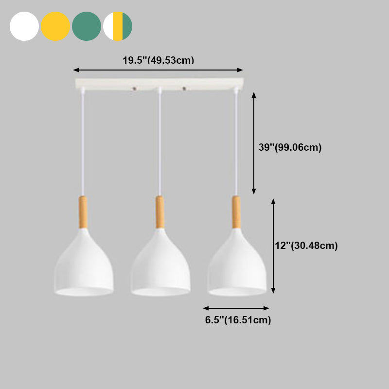 3 Lights Dining Room Pendant Lighting Macaron Metal Raindrop Shaped Multiple Hanging Light