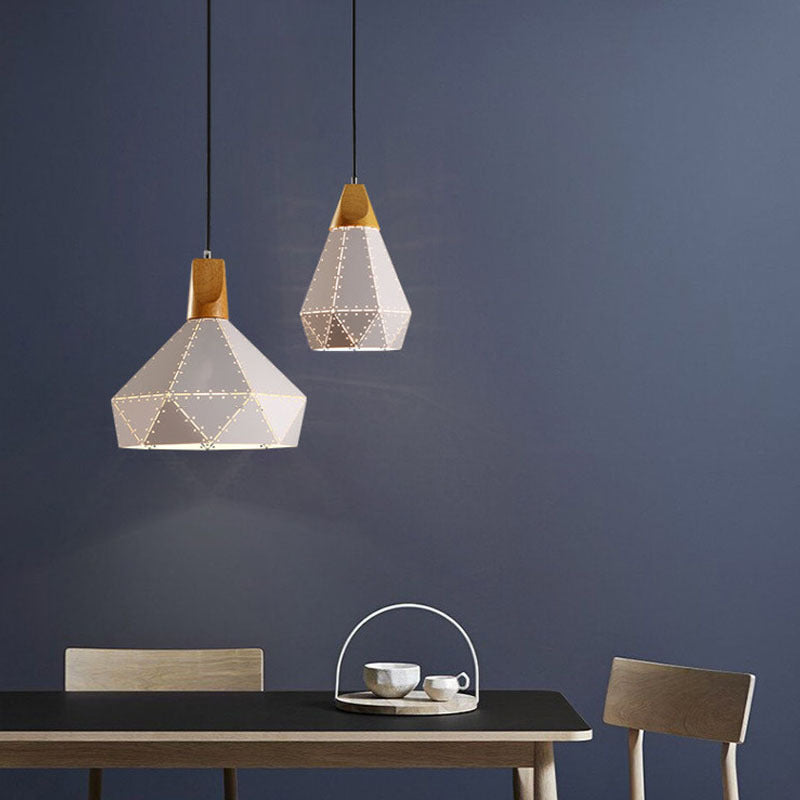 Macaron Metal Diamond Drop Lamp 1-Light Dining Room Pendant Light Fixture