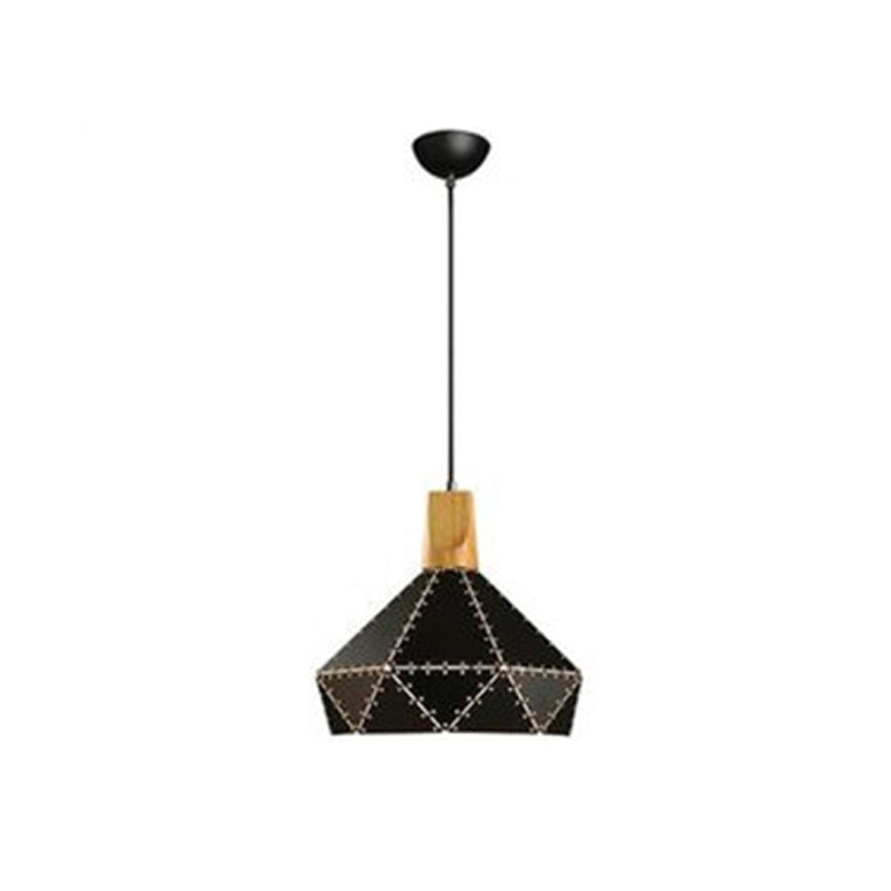 Macaron Metal Diamond Drop Lamp 1-Light Dining Room Pendant Light Fixture