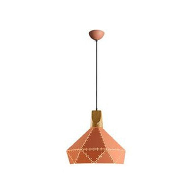 Macaron Metal Diamond Drop Lamp 1-Light Dining Room Pendant Light Fixture