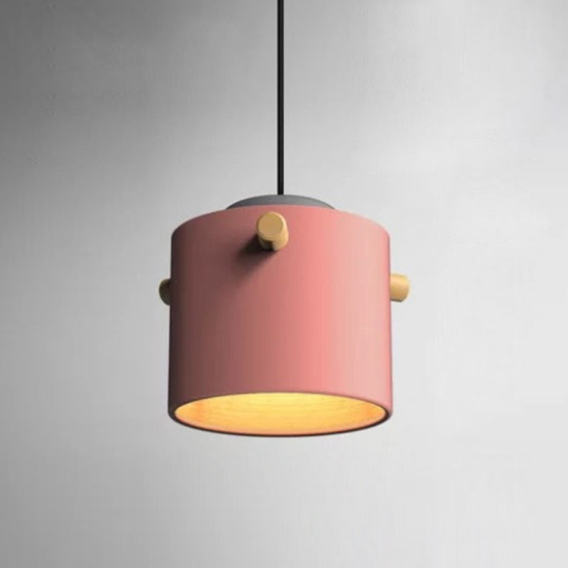 Macaron de pendentif en métal cylindrique 1 tête plafond en bois massif léger