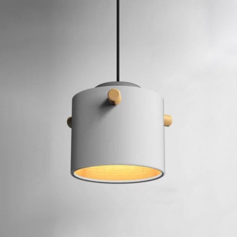 Macaron de pendentif en métal cylindrique 1 tête plafond en bois massif léger