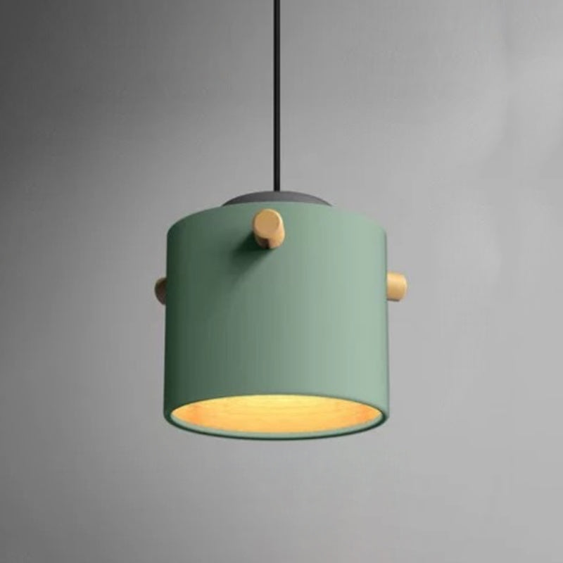 Macaron de pendentif en métal cylindrique 1 tête plafond en bois massif léger