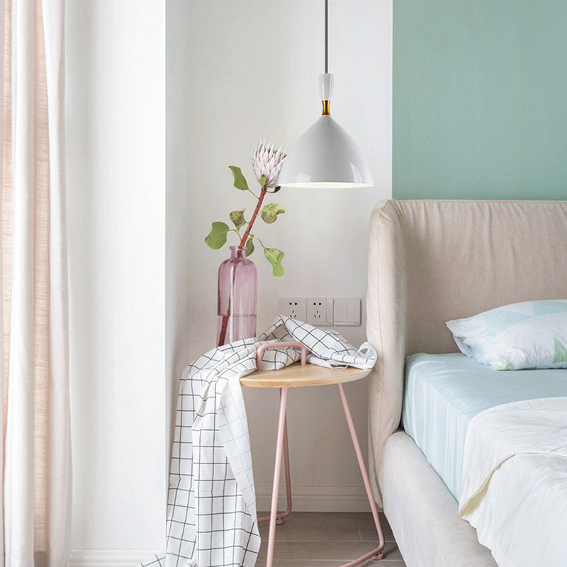 Macaron Style 1-Bulb Pendant Pendant Metal Teardrop en forme de lumière suspendue pour salle à manger