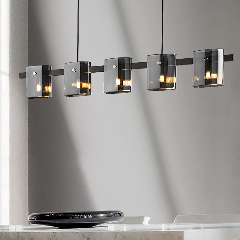 Minimalismo de la isla Vidromas livianos 5 accesorios de iluminación colgante para el comedor